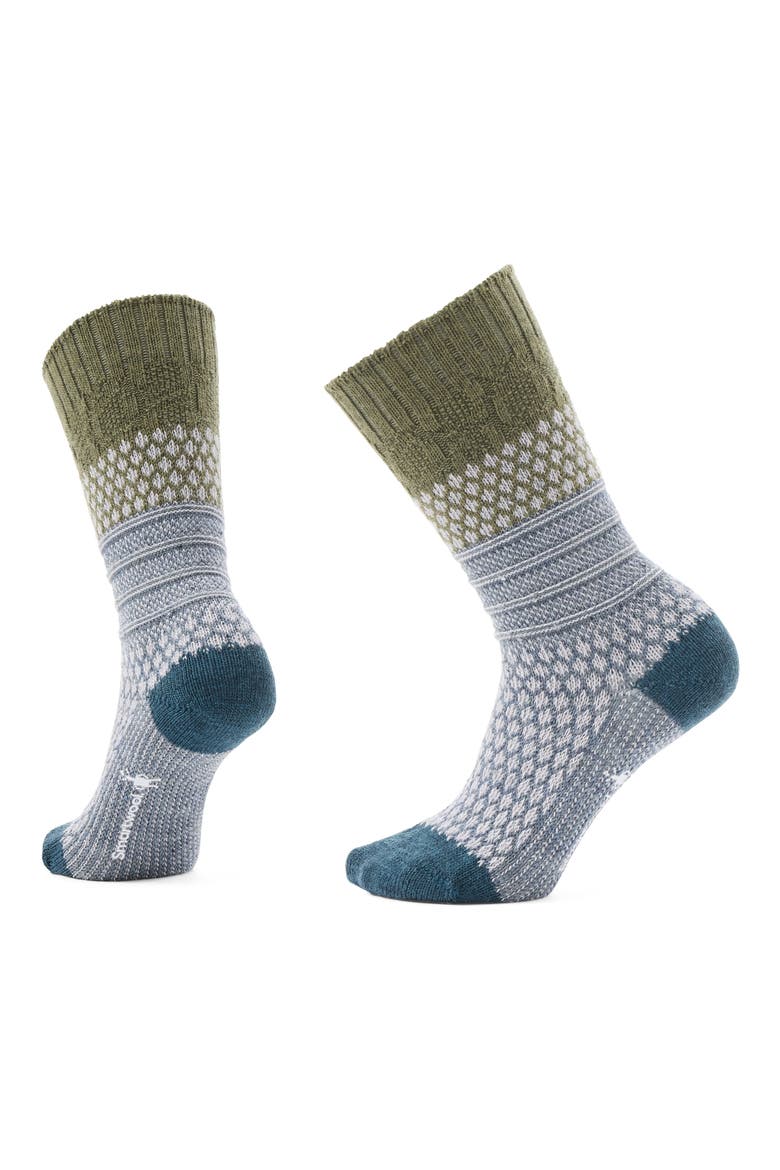 Everyday Popcorn Cable Knit Merino Wool Blend Crew Socks, Main, color, WINTER MOSS