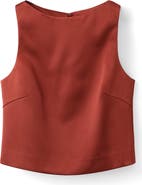 MANGO Jackie-O Bow Back Sleeveless Crop Satin Top