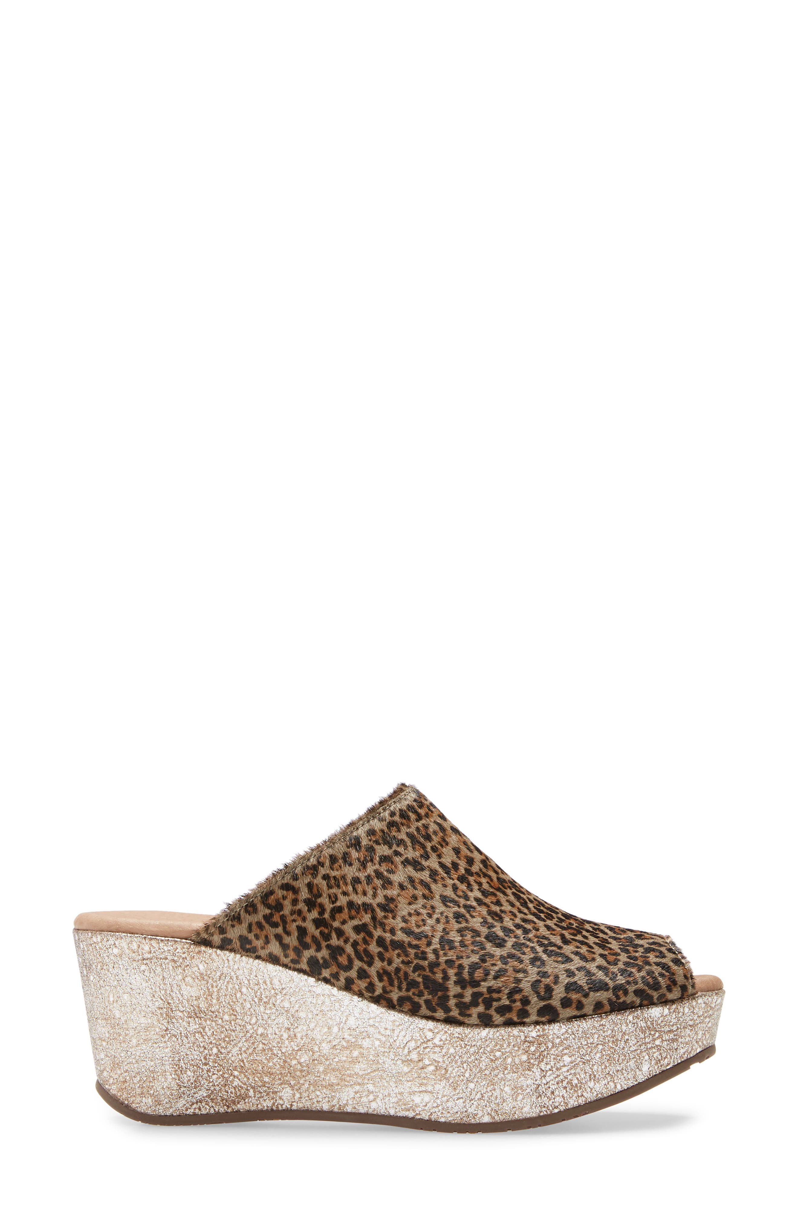 Yiona Genuine Calf Hair Wedge Slide Sandal, Alternate, color, GREY LEOPARD CALF HAIR