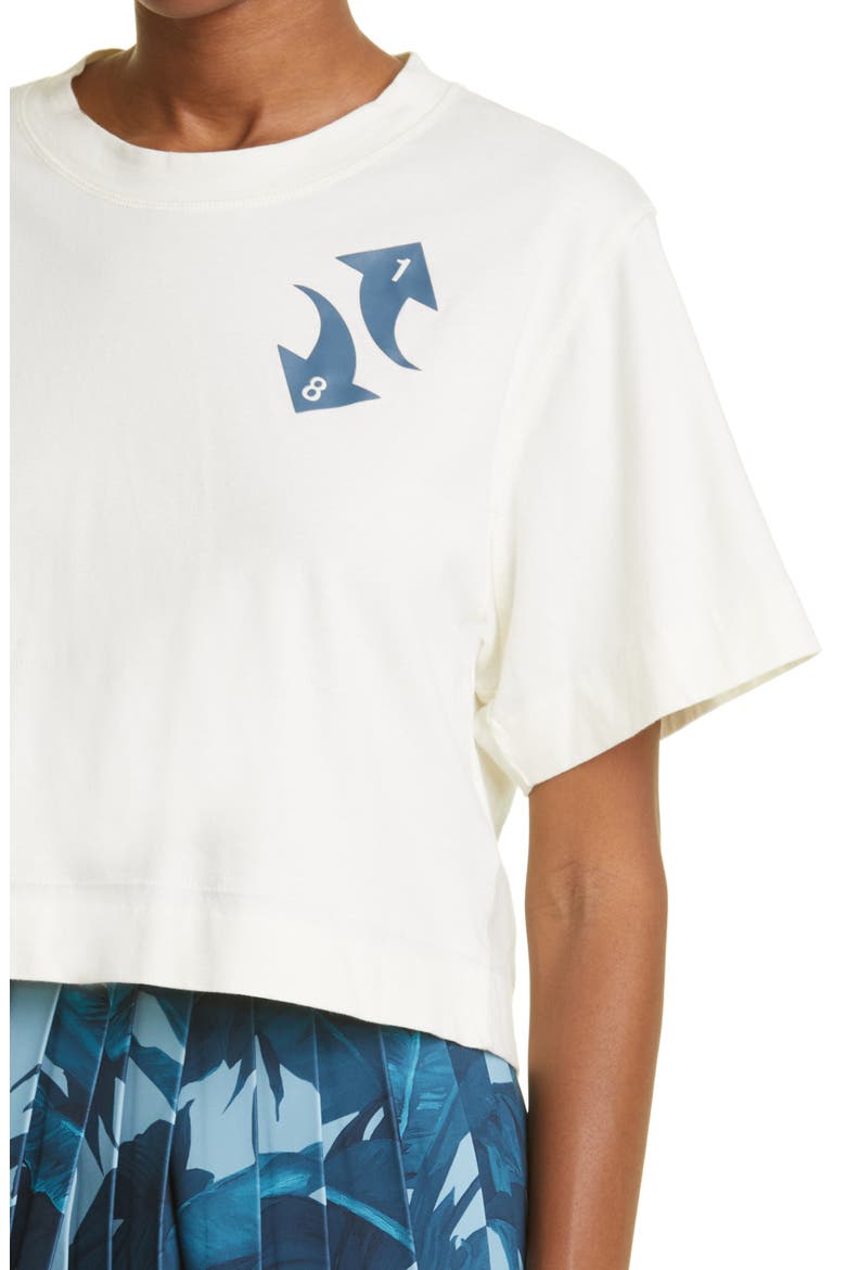 Gender Inclusive Crop Logo Graphic Tee (Nordstrom Exclusive), Alternate, color, WHITE/ BLUE STONE