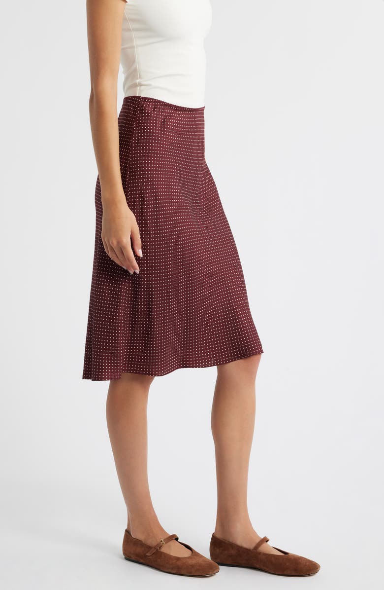 DÔEN Elowette Pin Dot Silk Blend Twill Skirt, Alternate, color, Burgandy Colette Dot