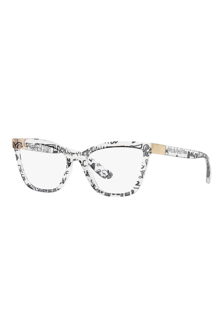 55mm Cat Eye Optical Glasses, Alternate, color, GRAFFITI / DEMO LENS