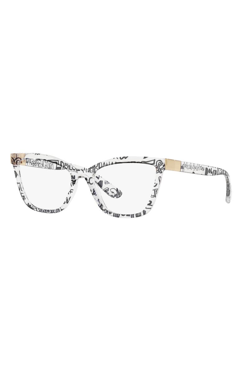 Dolce&Gabbana 55mm Cat Eye Optical Glasses, Alternate, color, Graffiti / Demo Lens