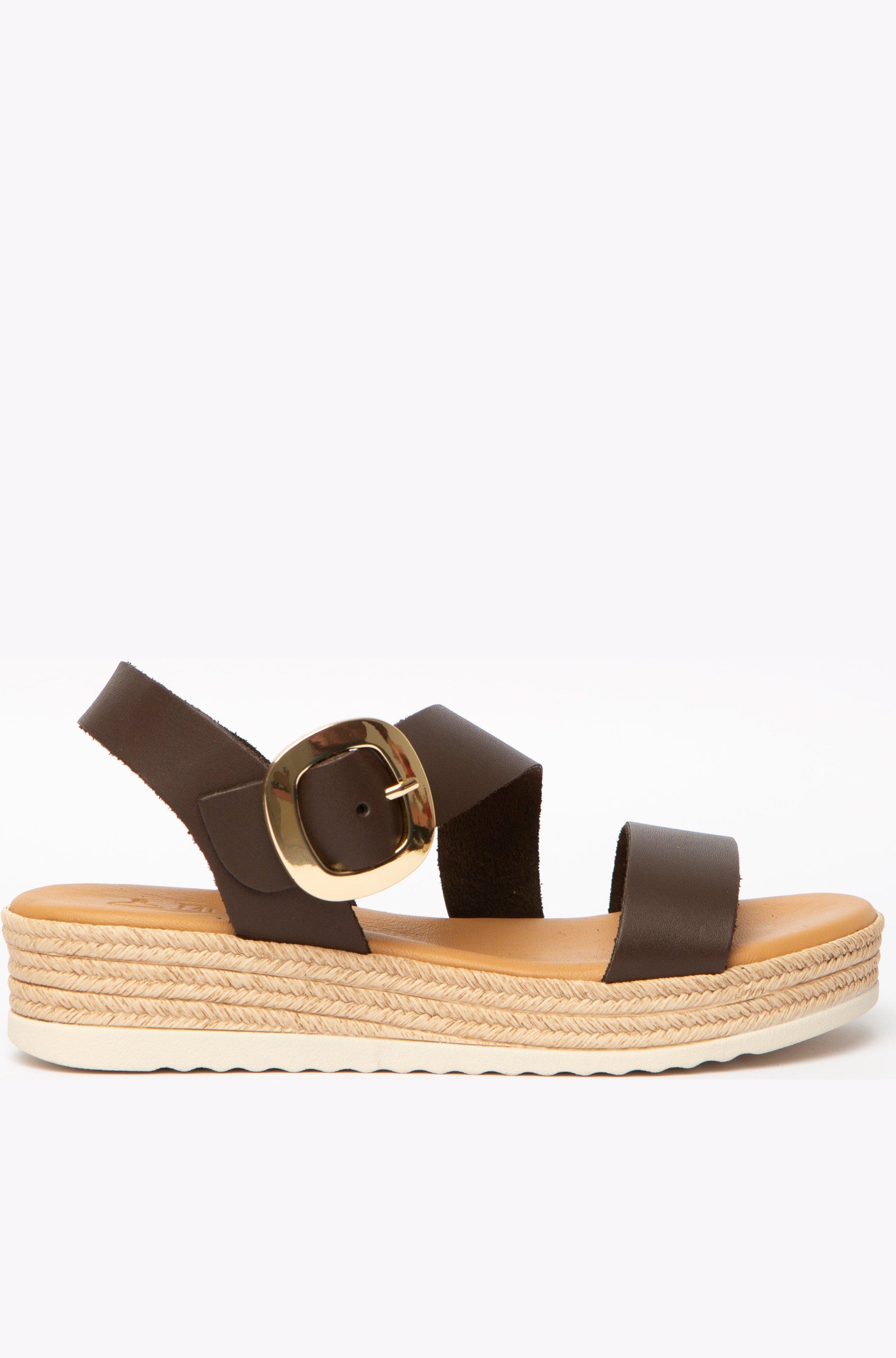 Menina Step Liena Flat Sandal, Main, color, Chocolate