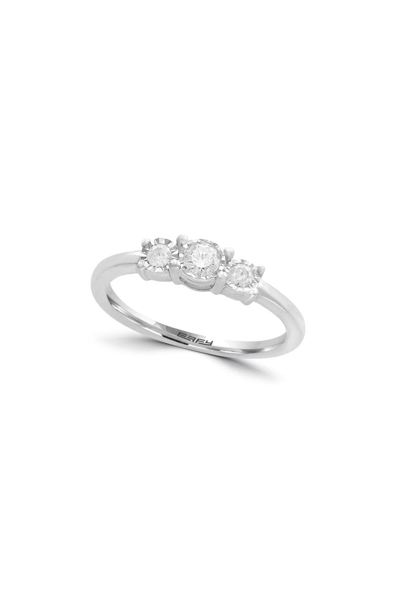 Sterling Silver Diamond Three-Stone Ring, Main, color, SILVER