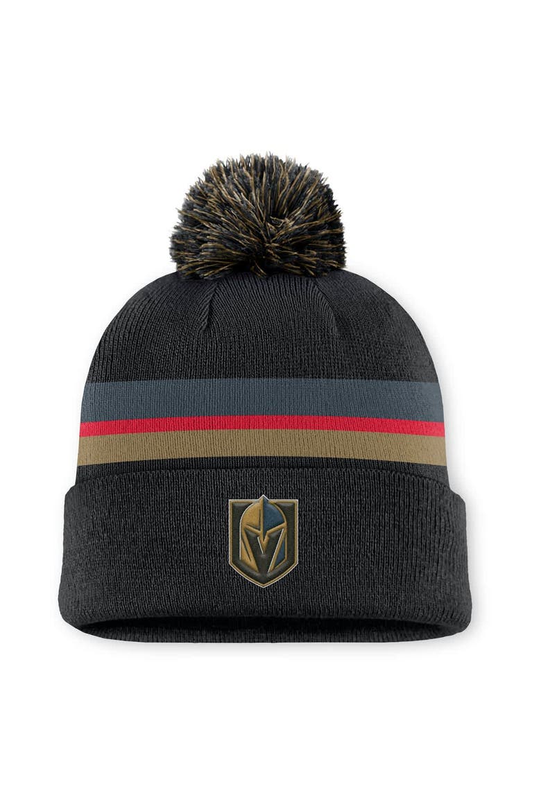 Men's Fanatics Charcoal Vegas Golden Knights Authentic Pro Rink Cuffed Knit Hat with Pom, Main, color, Charcoal