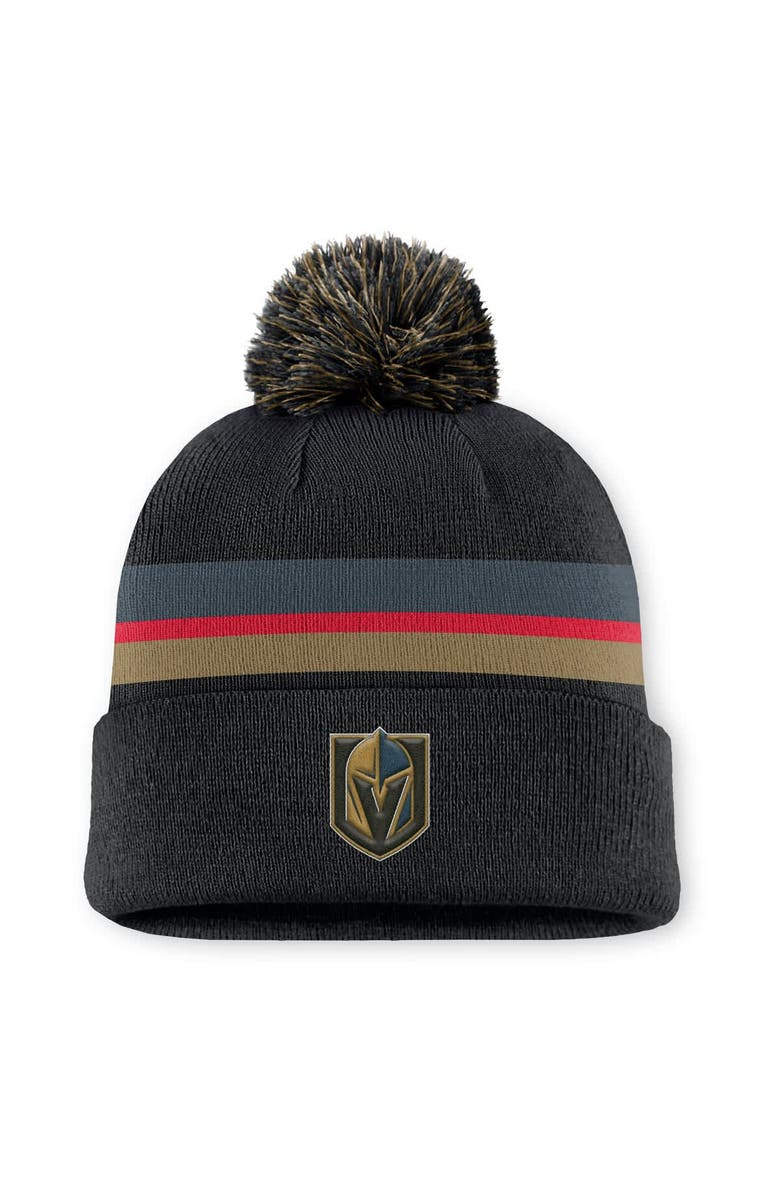 FANATICS Men's Fanatics Charcoal Vegas Golden Knights Authentic Pro Rink Cuffed Knit Hat with Pom, Main, color, Charcoal