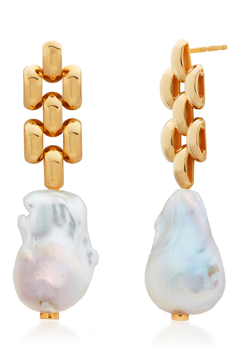 Heirloom Baroque Pearl Drop Earrings, Main, color, YELLOW GOLD
