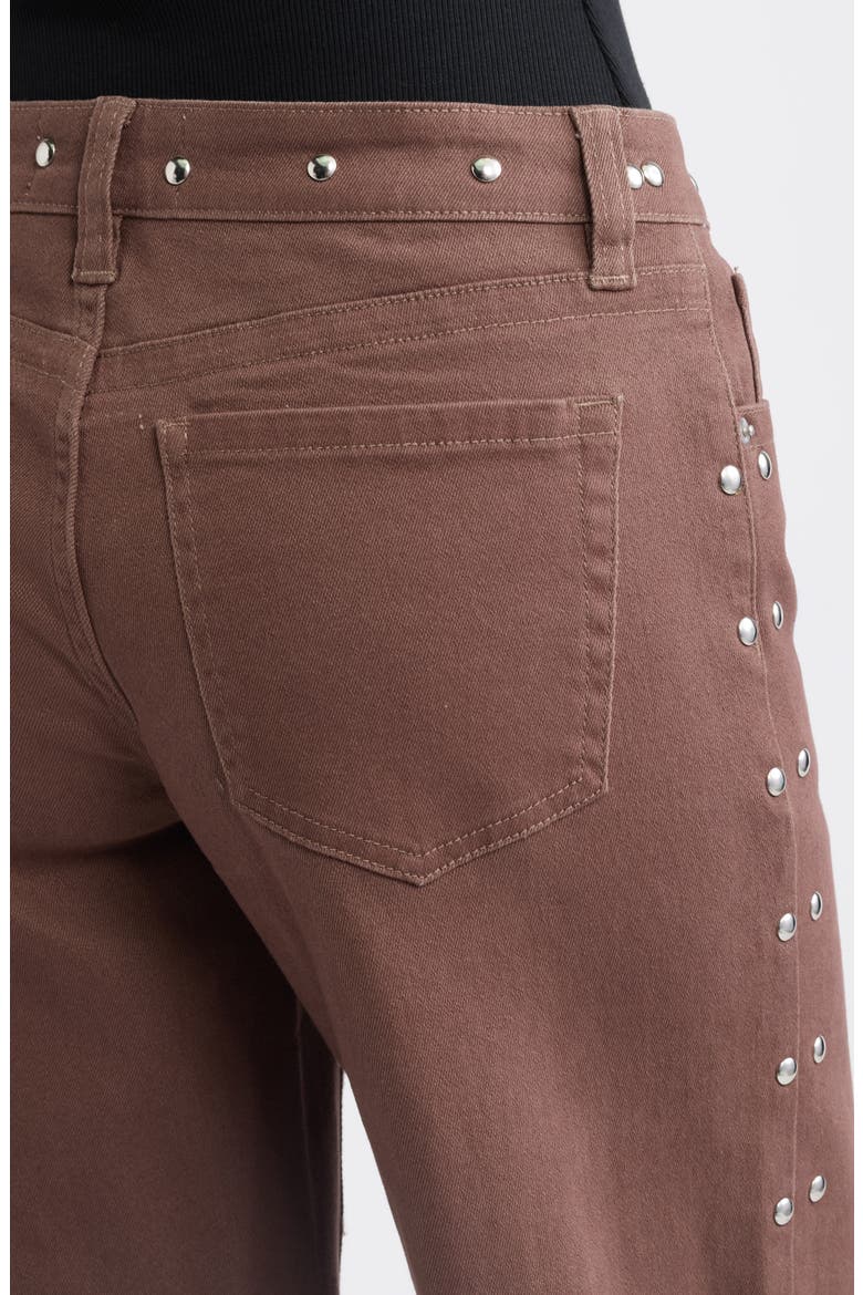 Studded Low Rise Wide Leg Jeans, Alternate, color, BROWN