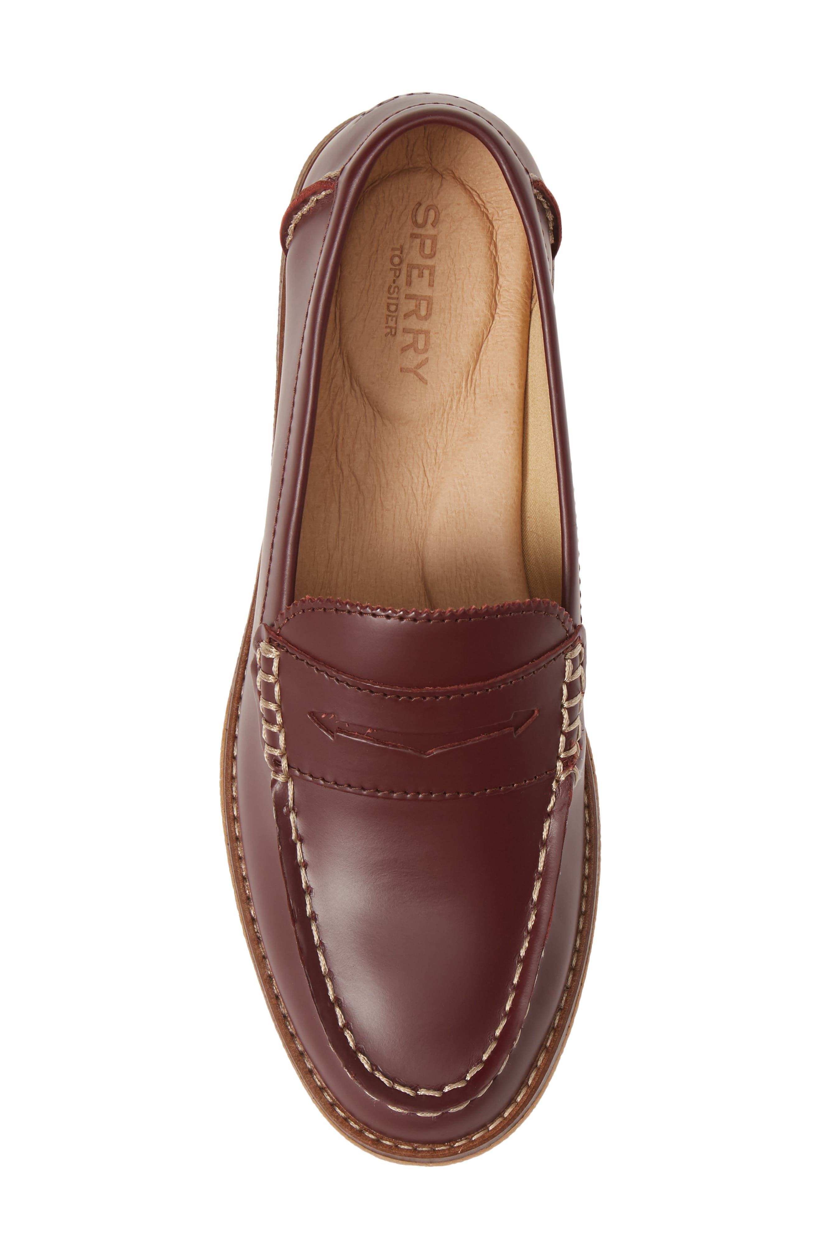 Seaport Penny Loafer, Alternate, color, BURGUNDY BOX LEATHER