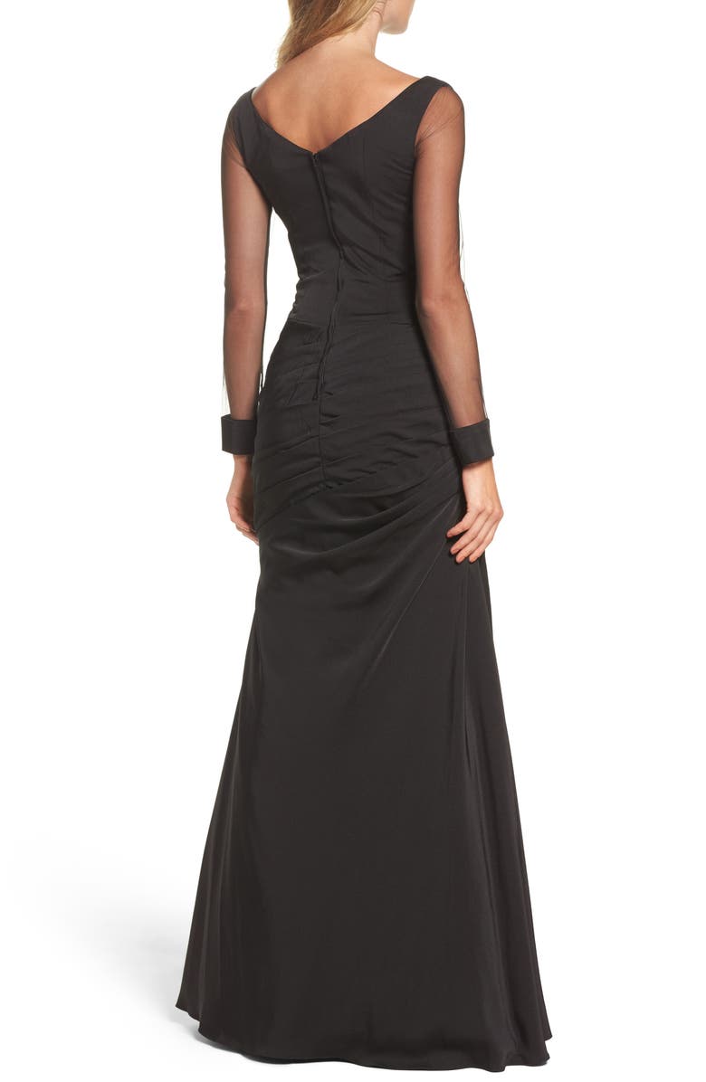 La Femme Sheer Sleeve Gown, Alternate, color, 
