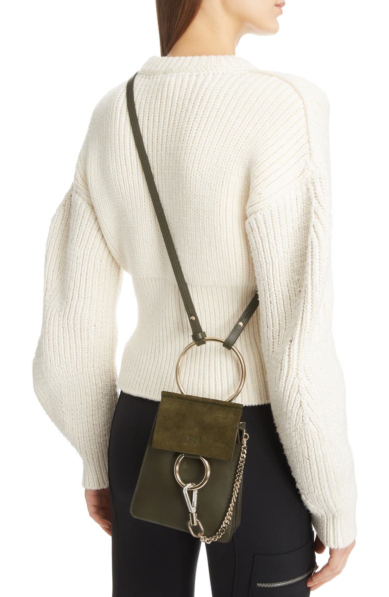 Chloé Faye Small Suede & Leather Bracelet Bag, Alternate, color,