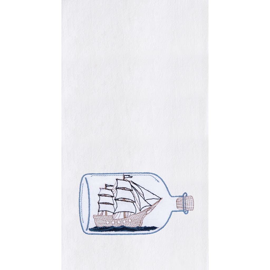 C & F Home C&f Home Ship In A Bottle Kitchen And Bathroom Embroidered Hand Towel In White