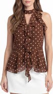 BY DESIGN Polka Dot Ruffle Sleeveless Top
