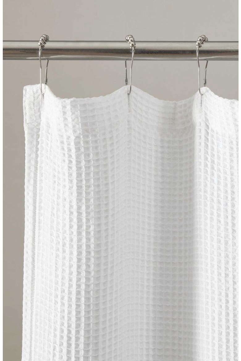 Waffle Weave Shower Curtain, Alternate, color, WHITE