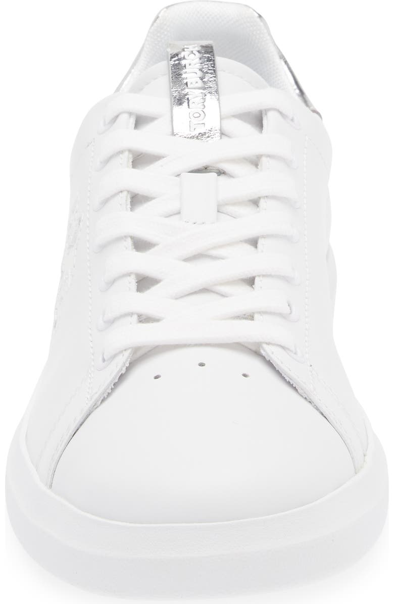 Tory Burch Double T Howell Court Sneaker, Alternate, color, Titanium White / Silver
