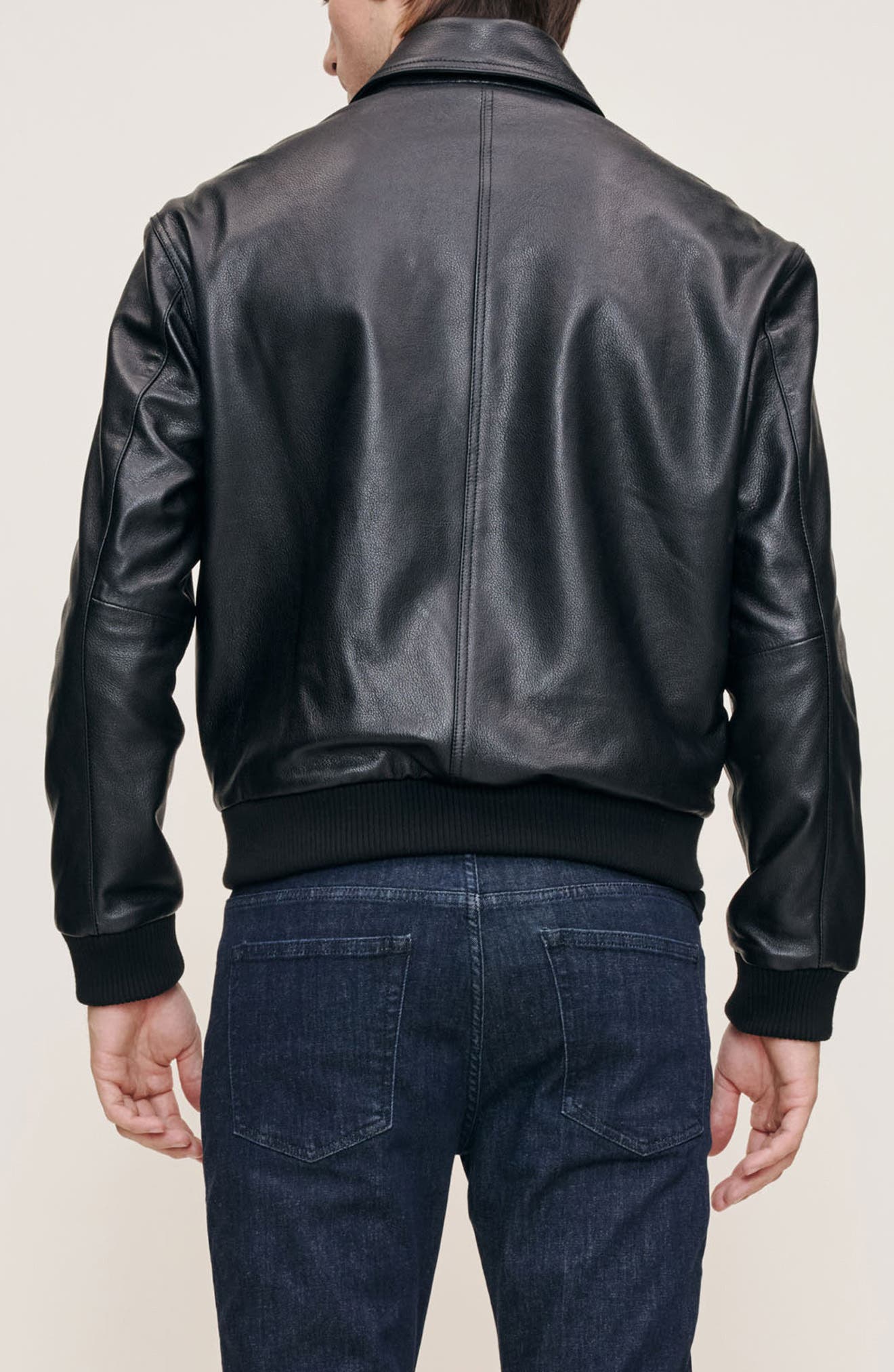 Zip Front Leather Bomber Jacket - image 2
