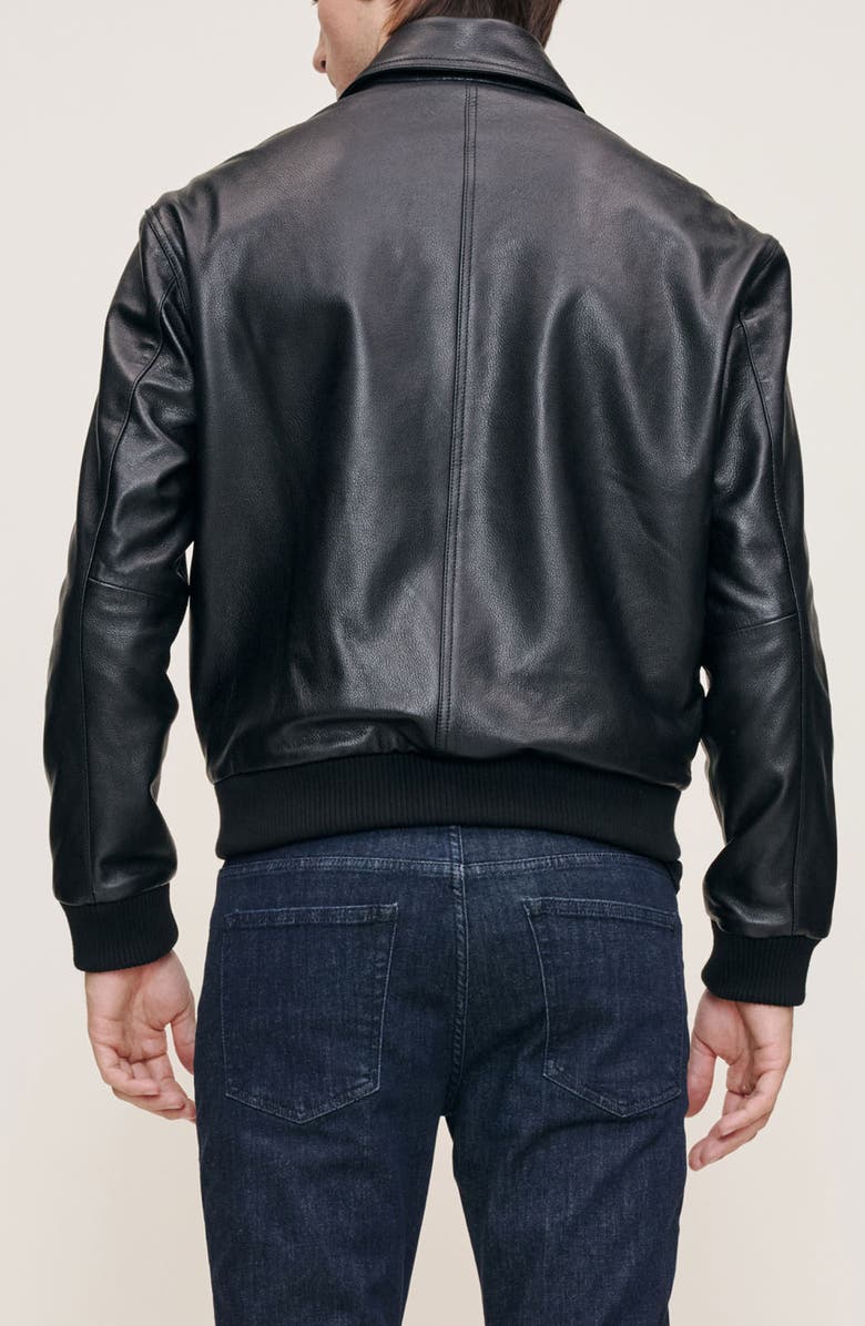 DL1961 Zip Front Leather Bomber Jacket, Alternate, color, Obsidian
