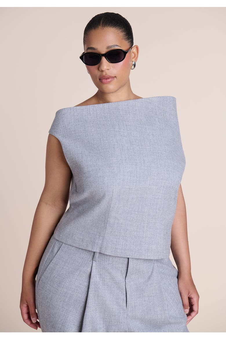Wide Neck Suiting Top, Alternate, color, HEATHER GREY