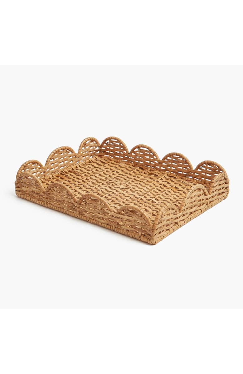 Mrs. Alice Small Scalloped Rattan Tray, Main, color, Neutral