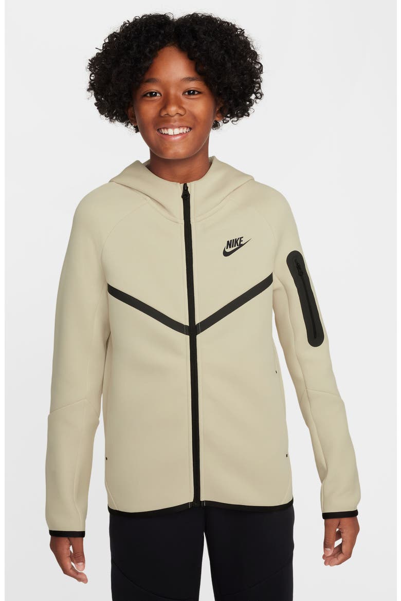 Kids' Sportswear Tech Fleece Full Zip Jacket, Main, color, LIGHT KHAKI/ BLACK/ BLACK