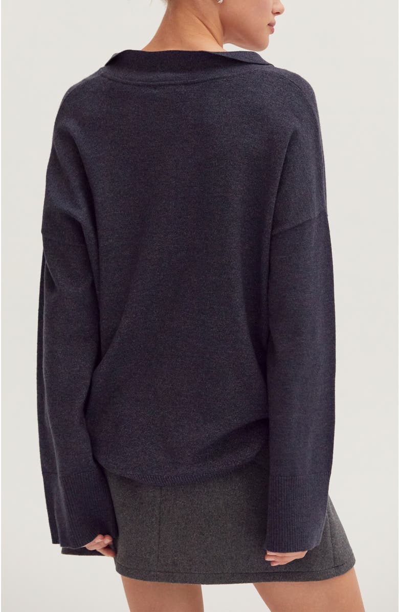 CRESCENT Polo Sweater Top, Alternate, color, Navy