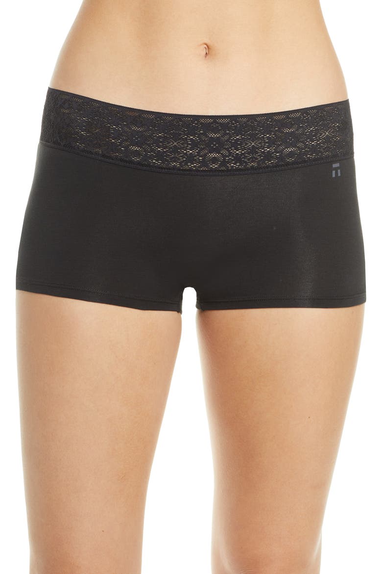 Cool Cotton Lace Boyshorts, Main, color, BLACK