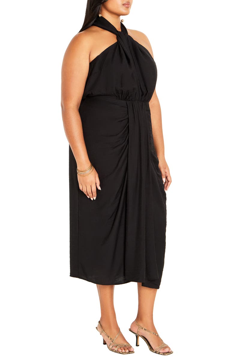 City Chic Briella Twist Neck Midi Dress, Alternate, color, 
