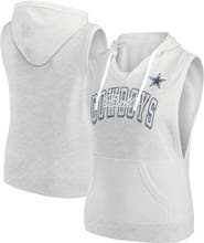 FANATICS Women's Fanatics Branded Oatmeal Dallas Cowboys Lounge Script Sleeveless V-Neck Pullover Hoodie