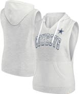 FANATICS Women's Fanatics Branded Oatmeal Dallas Cowboys Lounge Script Sleeveless V-Neck Pullover Hoodie