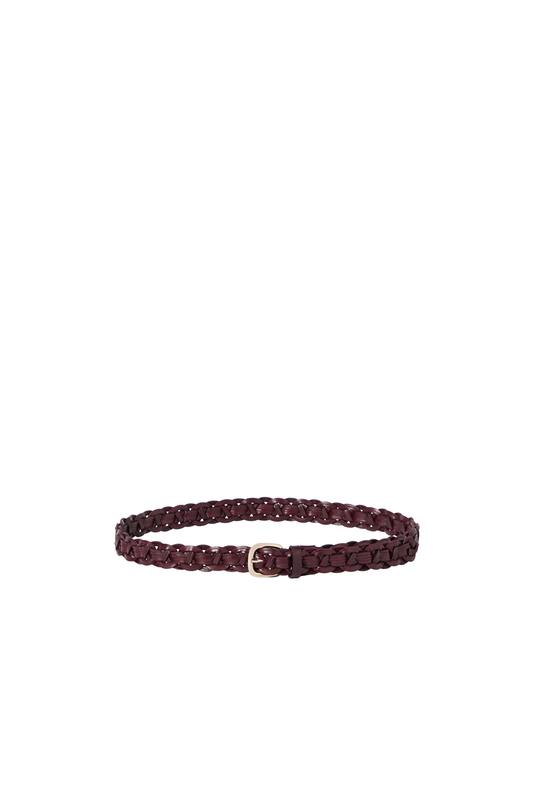 Leather braided belt, Alternate, color, Burgundy