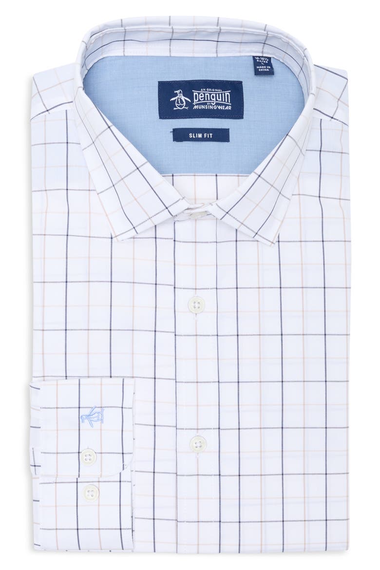 Slim Fit Windowpane Check Shirt, Main, color, TAUPE