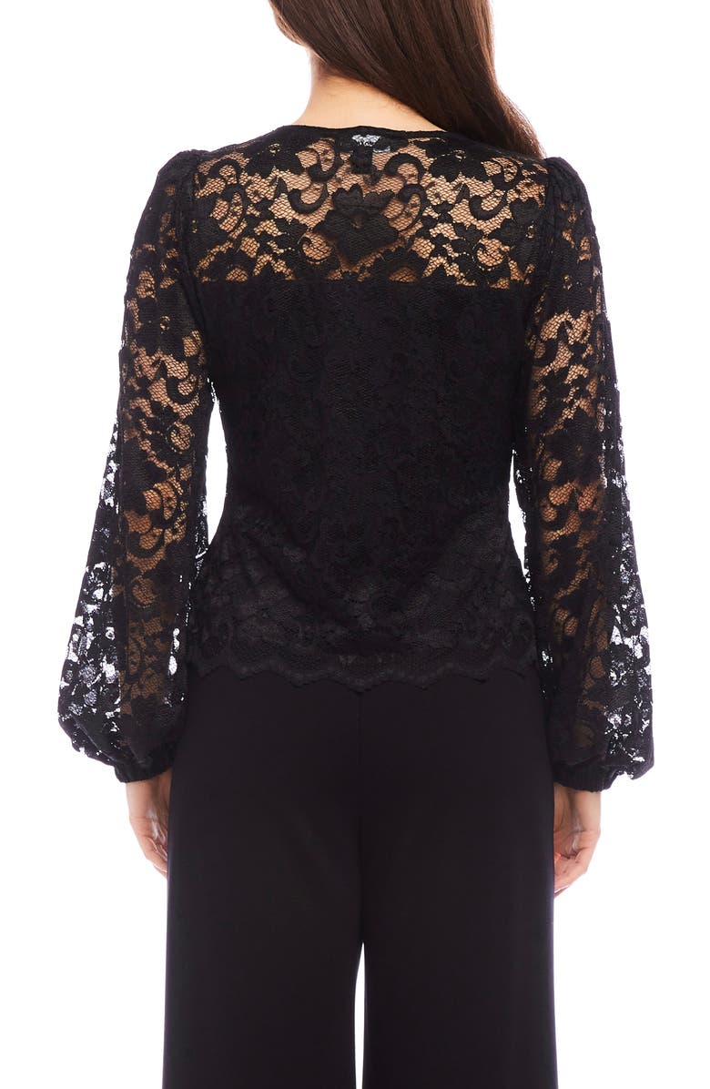 Karen Kane Balloon Sleeve Lace Top, Alternate, color, Black