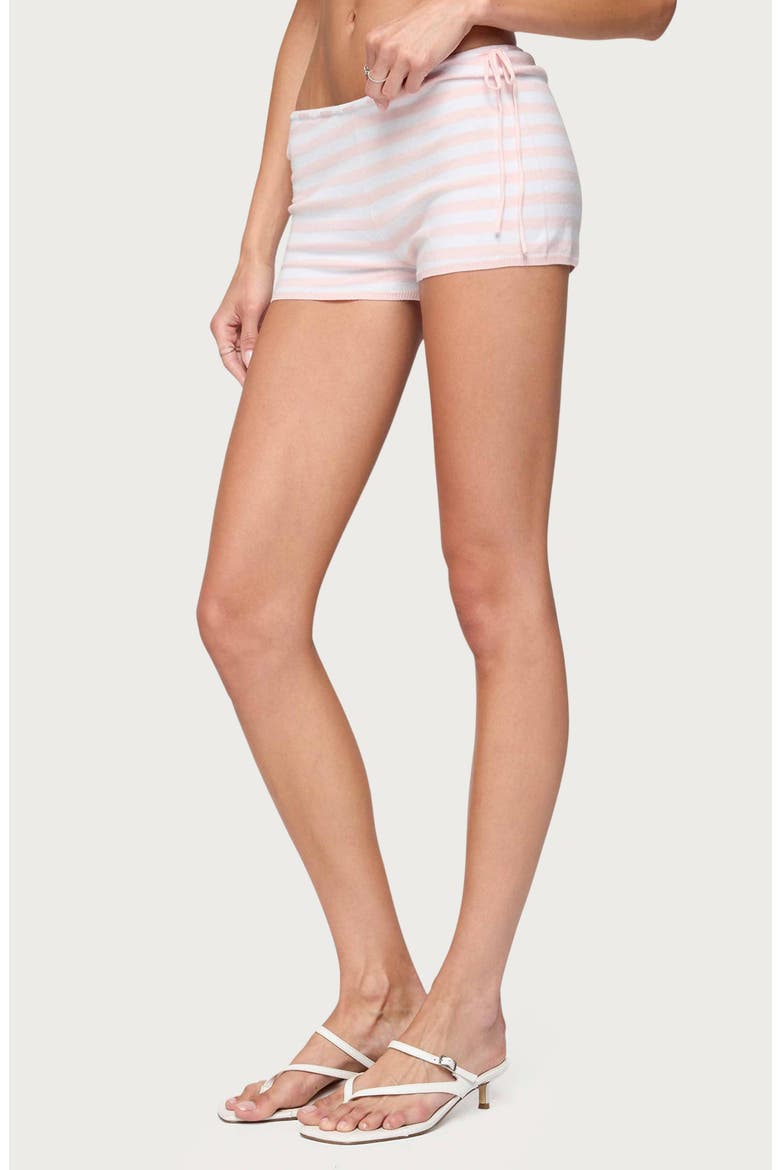 Janelle Low Rise Stripe Knit Shorts, Alternate, color, LIGHT-PINK