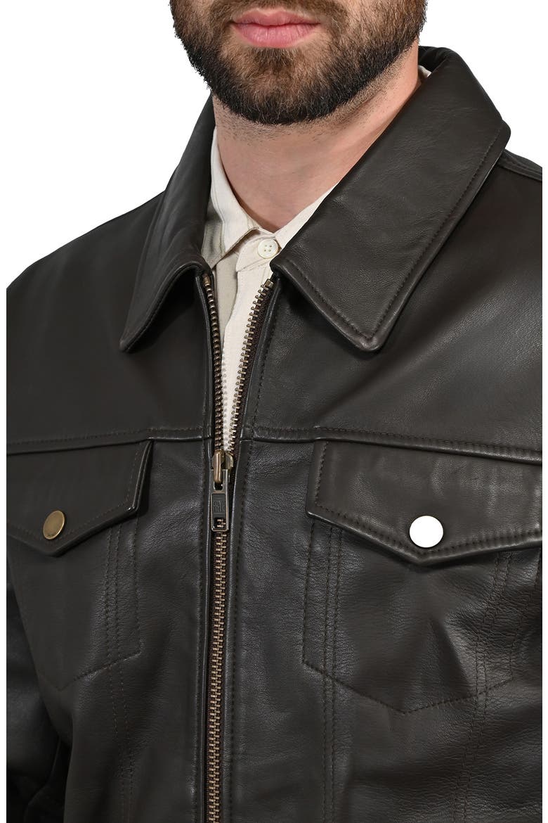 Leather Jacket, Alternate, color, DARK BROWN