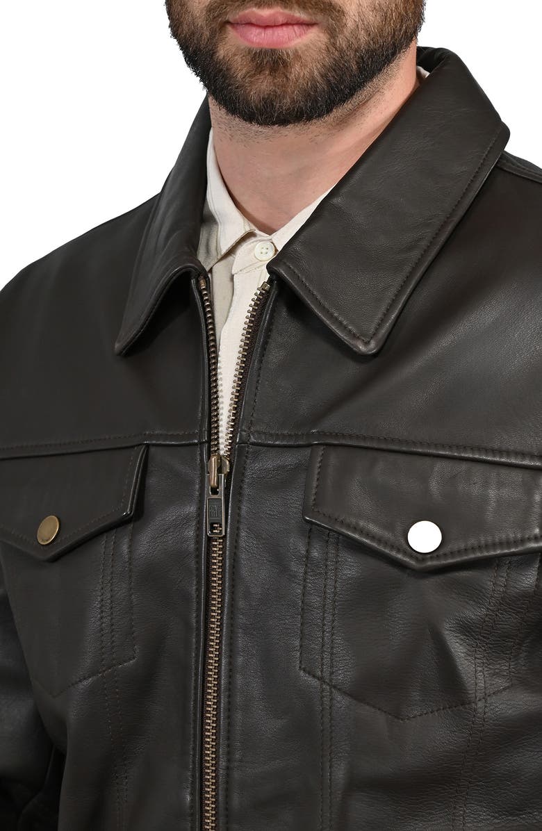 Frye Leather Jacket, Alternate, color, Dark Brown