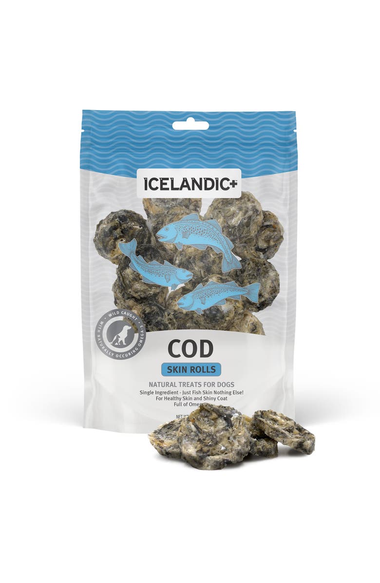 ICELANDIC+ Cod Skin Rolls Dog Treat 3Oz Bag, Alternate, color, Multicolored