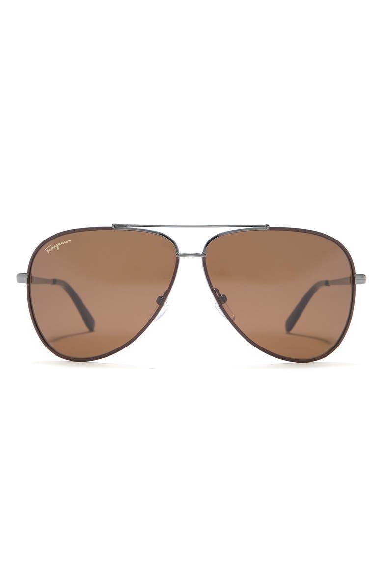 FERRAGAMO Salvatore Ferragamo 60mm Aviator Sunglasses, Main, color, 