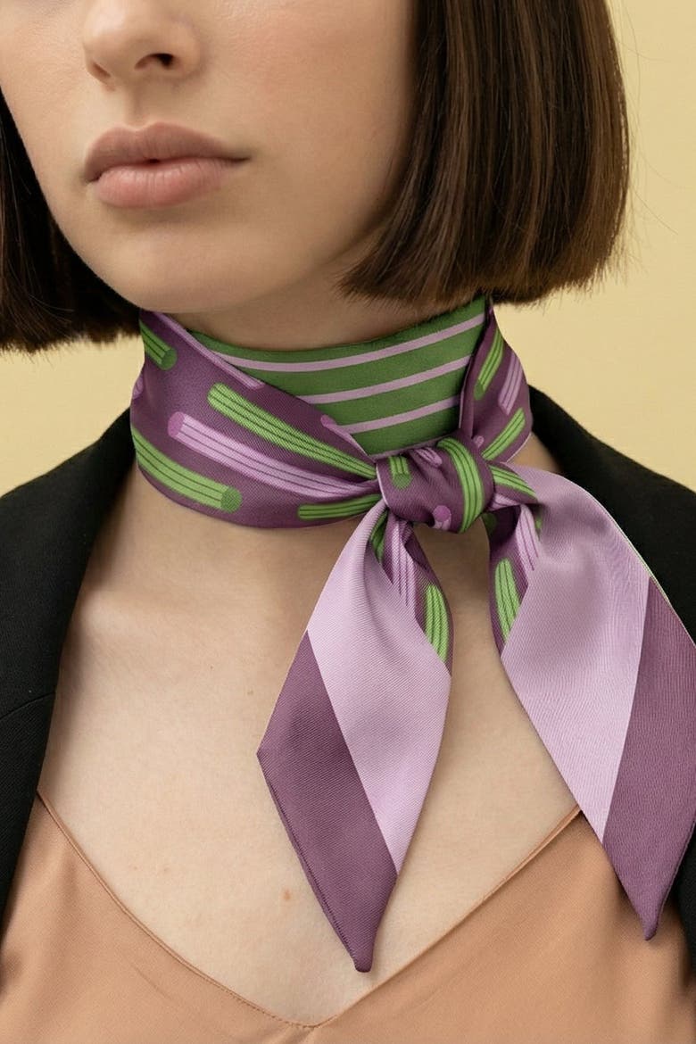 Churros Twilly Ribbon Scarf, Alternate, color, Brown