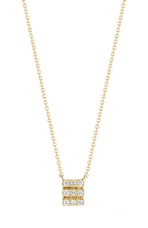 Mini Diamond Triple Row Pendant Necklace