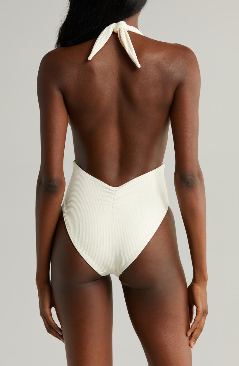 MONTCE Tropez Rib Tie Waist One-Piece Swimsuit, Alternate, color, Cream Rib