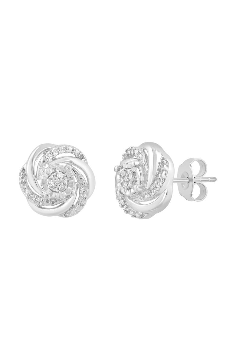 Diamond Swirl Stud Earrings, Main, color, WHITE