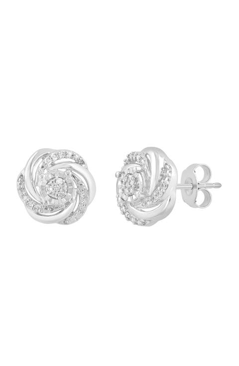 Diamond Swirl Stud Earrings
