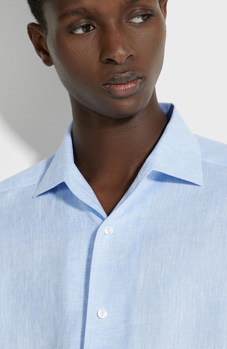 ZEGNA Oasi Linen Button-Up Shirt, Alternate, color, Light Blue