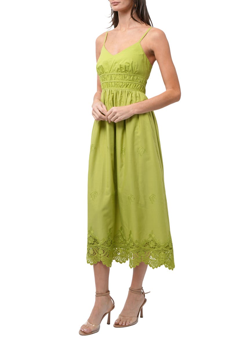 Adelyn Rae Danna Strappy Embroidered Sundress, Alternate, color, Chartreuse
