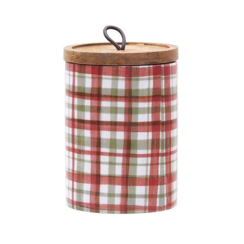 Poinsettia Christmas Medium Mango Wood Canister