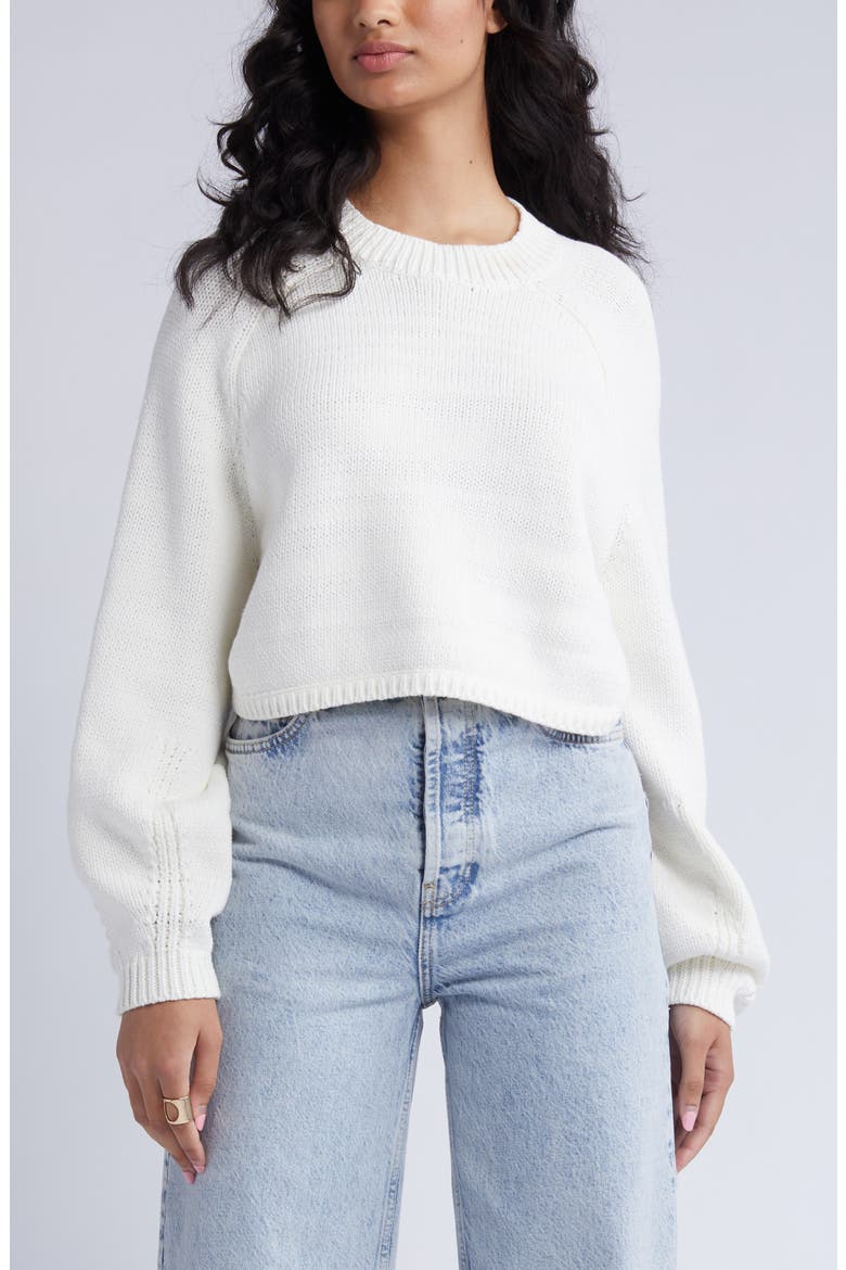 Open Back Crewneck Sweater, Alternate, color, IVORY