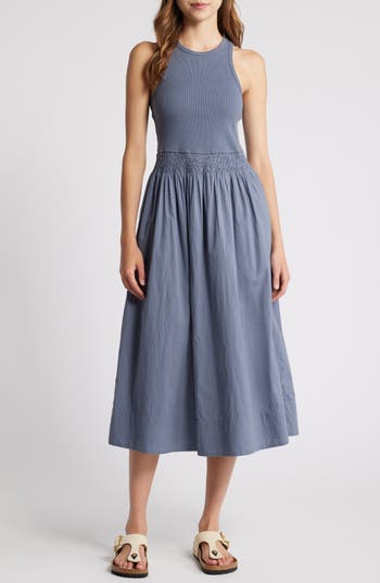 Faherty Trpoical Rib Tank Dress In Folkstone Grey