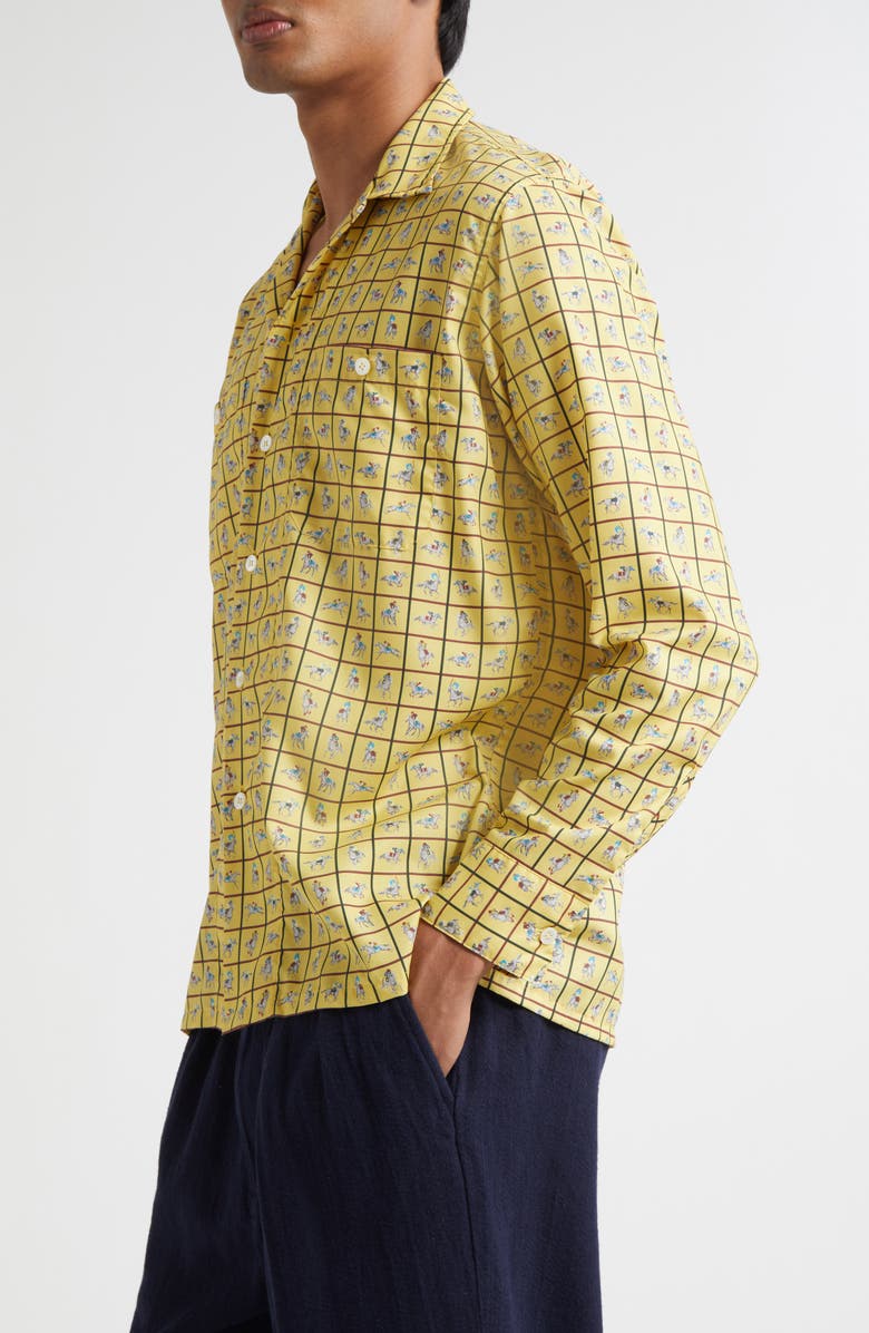 BEAMS Derby Tattersall Camp Shirt, Alternate, color, 55 Yellow