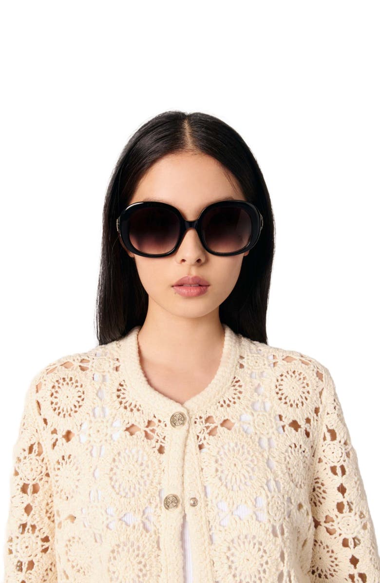 maje Crochet cropped cardigan, Alternate, color, 